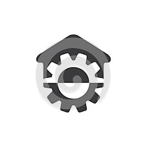 Simple machine wheel house geometric logo vector