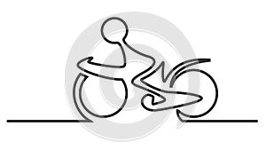 Simple man on the bicycle created from one line