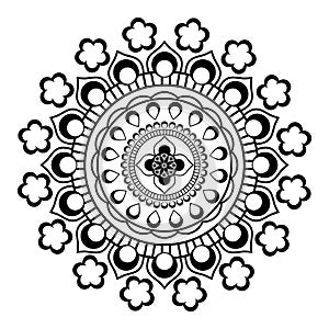 Simple mandala art with flower, dots, line and circle