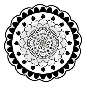 Simple mandala art with heart shape, leaf and curve