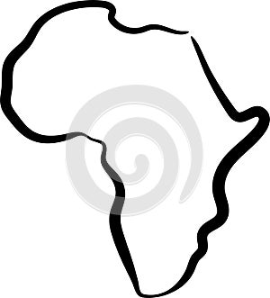 Simple map of Africa. Africa map outline. Rough sketch of Africa map on white. Vector illustration.