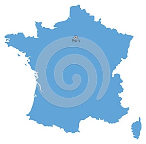 Simple Map of France isolated on White.