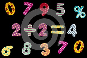 Simple mathematical equation. Two plus two equals four. Math task concept