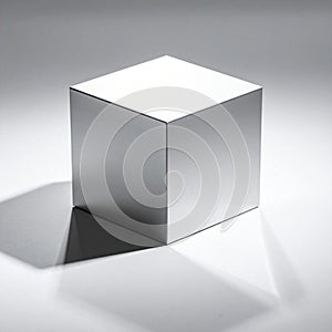 Simple Metallic Cube with Dramatic Shadow