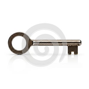 A simple metallic skeleton key rests