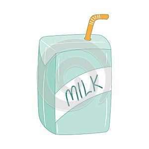 Simple Milk Box, colored Hand drawn vector illustration