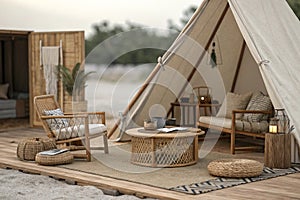 Simple minimal Nomadic style interior 3D render