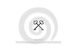 Simple Minimalist Crossed Metal Key Logo Design Vector