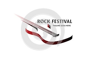 Simple Minimalist Electric Guitar for Rock Music Festival Competition Logo Design Vector