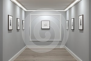 Simple minimalist gallery setup with photo frames on a clean wall