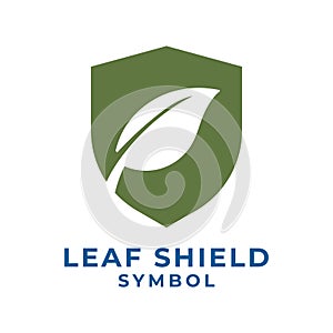 Simple Minimalist Leaf Shield Icon Symbol Illustration