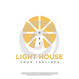 Simple minimalist lighthouse vector logo