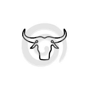 Simple minimalist monoline, outline, line art bull, cow, buffalo logo design vector template illustration. animal wildlife symbol