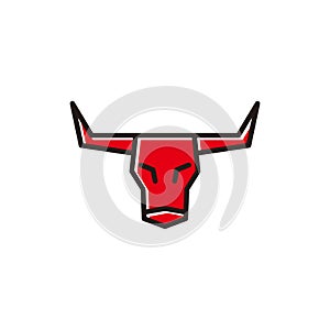 Simple minimalist monoline, outline, line art bull, cow, buffalo logo design vector template illustration. animal wildlife symbol photo