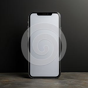 Simple minimalist Phone mockup with blank white screen on a light gray background, An uncomplicated Phone mockup photo