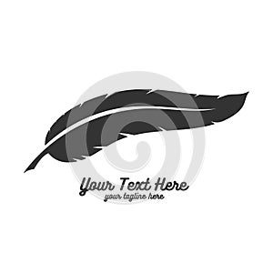 Simple Minimalist Quill Feather for Notary Lawyer or Author Icon Illustration