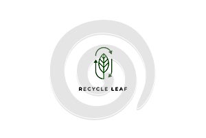 Simple Minimalist Recycle Leaf for Environment Logo Design Vector