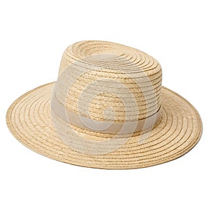 Simple, Minimalistic Straw Hat Isolated on White Background