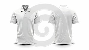 This simple mock-up template shows a blank collared shirt with the front and back view, isolated on white with a plain t