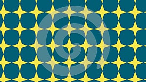 Simple Modern abstract blue and yellow star pattern