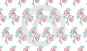 Simple Modern abstract green red swirl lines pattern