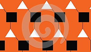 Simple Modern abstract orange conected triangle and square pattern