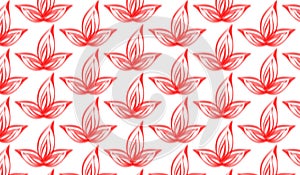 Simple Modern abstract red paint brush flower pattern