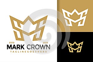 Simple modern crown initial letter sm ms logo vector icon illustration