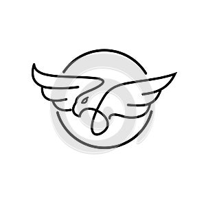 Outline eagle circle logo vector
