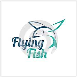 Simple modern flying fish with blue color