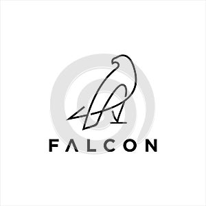 Simple modern line art black falcon logo design idea