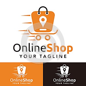 Simple modern logo, fast online shopping solution based on contemporary digital technology