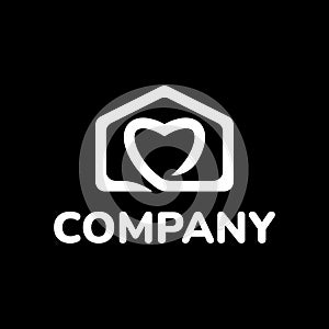 Simple and modern love house logo. real estate logo design