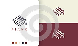Simple and modern piano school academy logo or icon