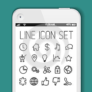 Simple Modern thin icon collection for smart phone applications