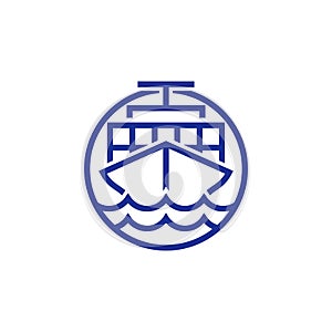 Simple modern thin line freight container ship vector icon