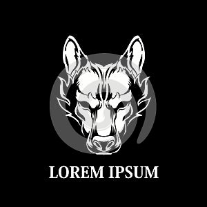 Simple and modern wolf head vector logo template