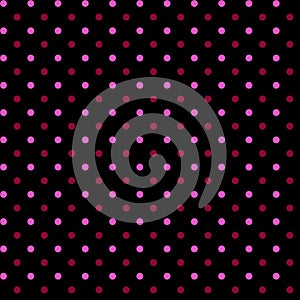 Simple modest vintage geometric peas seamless fabric pattern Pink red polka dots on a black background