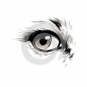 Simple Monochrome Cat Eye Ink Illustration Sketch