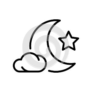 Simple monochrome composition crescent star cloud half moon midnight sky mystery landscape nighttime