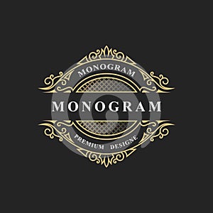 Simple monogram design. Luxury volumetric logo template. 3d line ornament. Elegant frame for Business sign, badge, crest, label, B photo