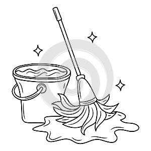 Simple mop and bucket of water