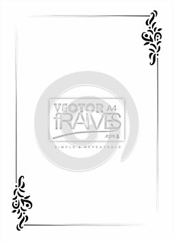 Simple Motif frame design vector. Decorative frame design. Rectangular. A4 size frames. Modern frame design.