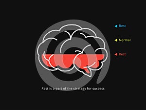 Simple Motivation graphic on a dark background. The brain and the red bar