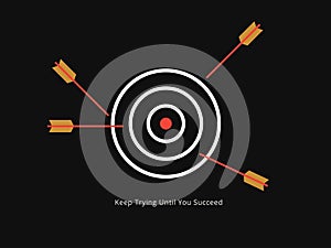 Simple Motivation graphic on a dark background. The Missed Arrow on a target