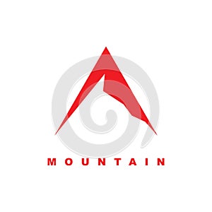 Simple mountain icon with linear style