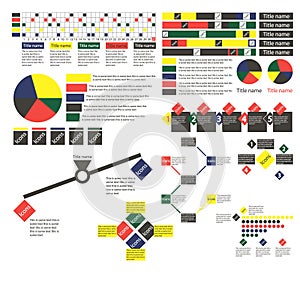Simple multi-colored infographics with different objects
