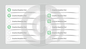 Simple multiple choice checklist ui template with curve shadow
