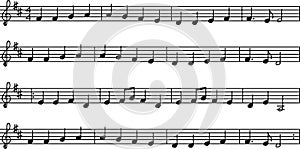 Simple music notes on rows