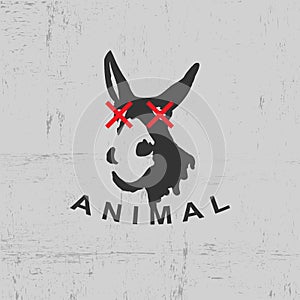 simple negative style black donkey head logo design Vector illustration